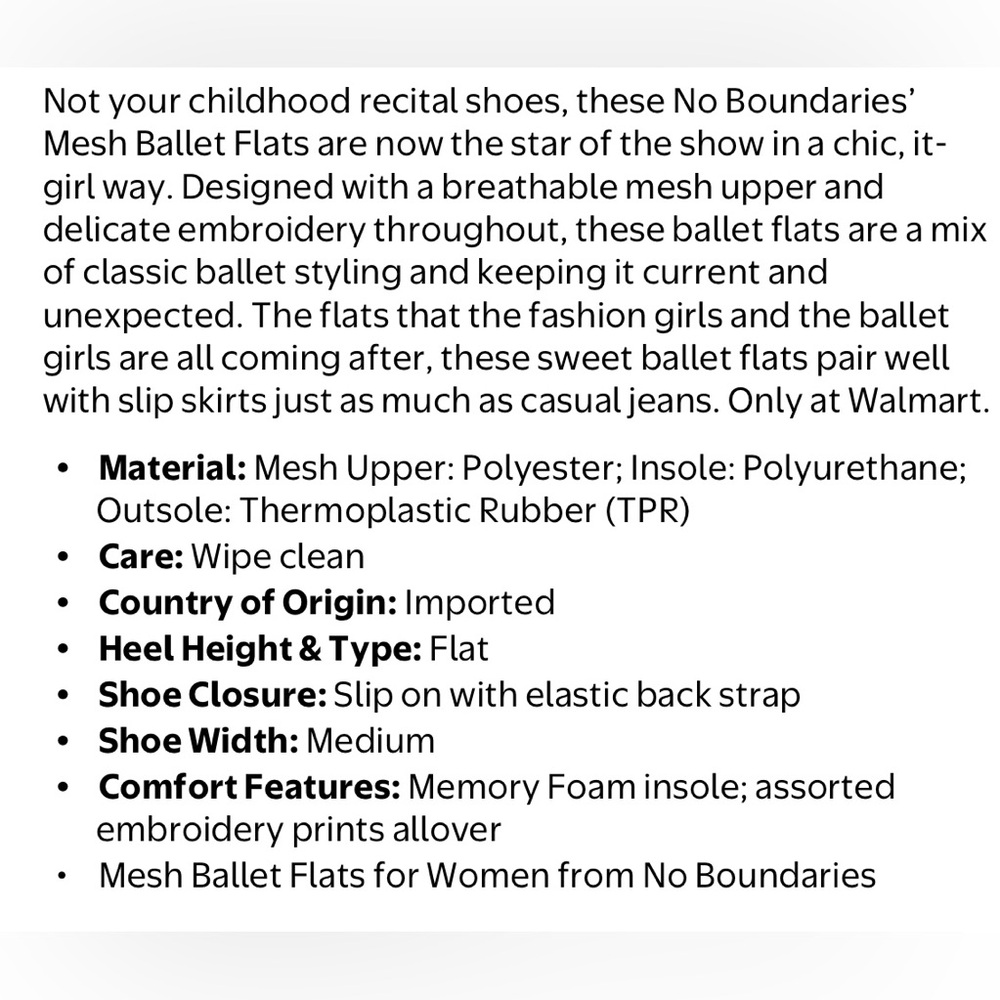 NWT No Boundaries‎ Mesh Ballet Flats Red Heart Print Size 7 Memory Foam - Picture 5 of 12